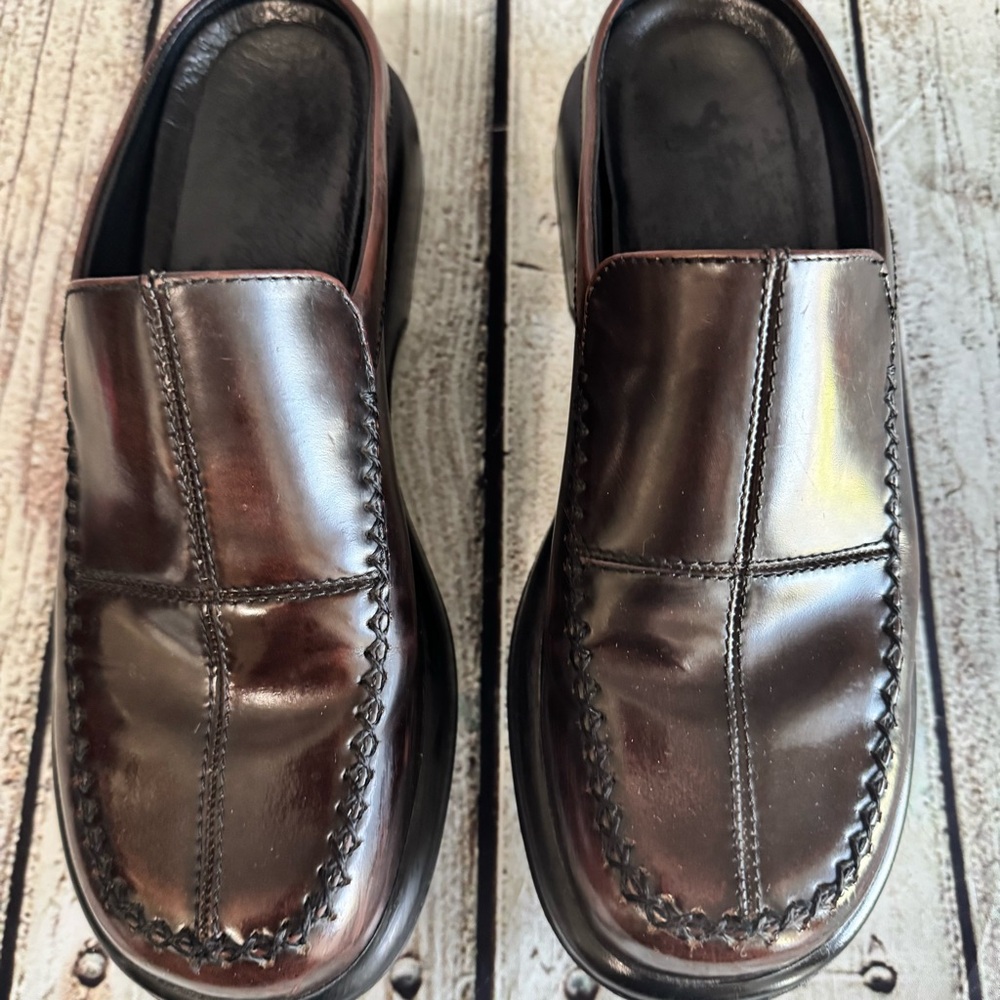 Dansko Brown Leather Mule Clogs Mens Size 9 EU 42 Comfort Slip On Shoes